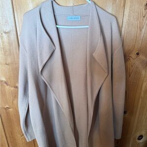 Chicwish Draped Open-Front Cardigan in Camel